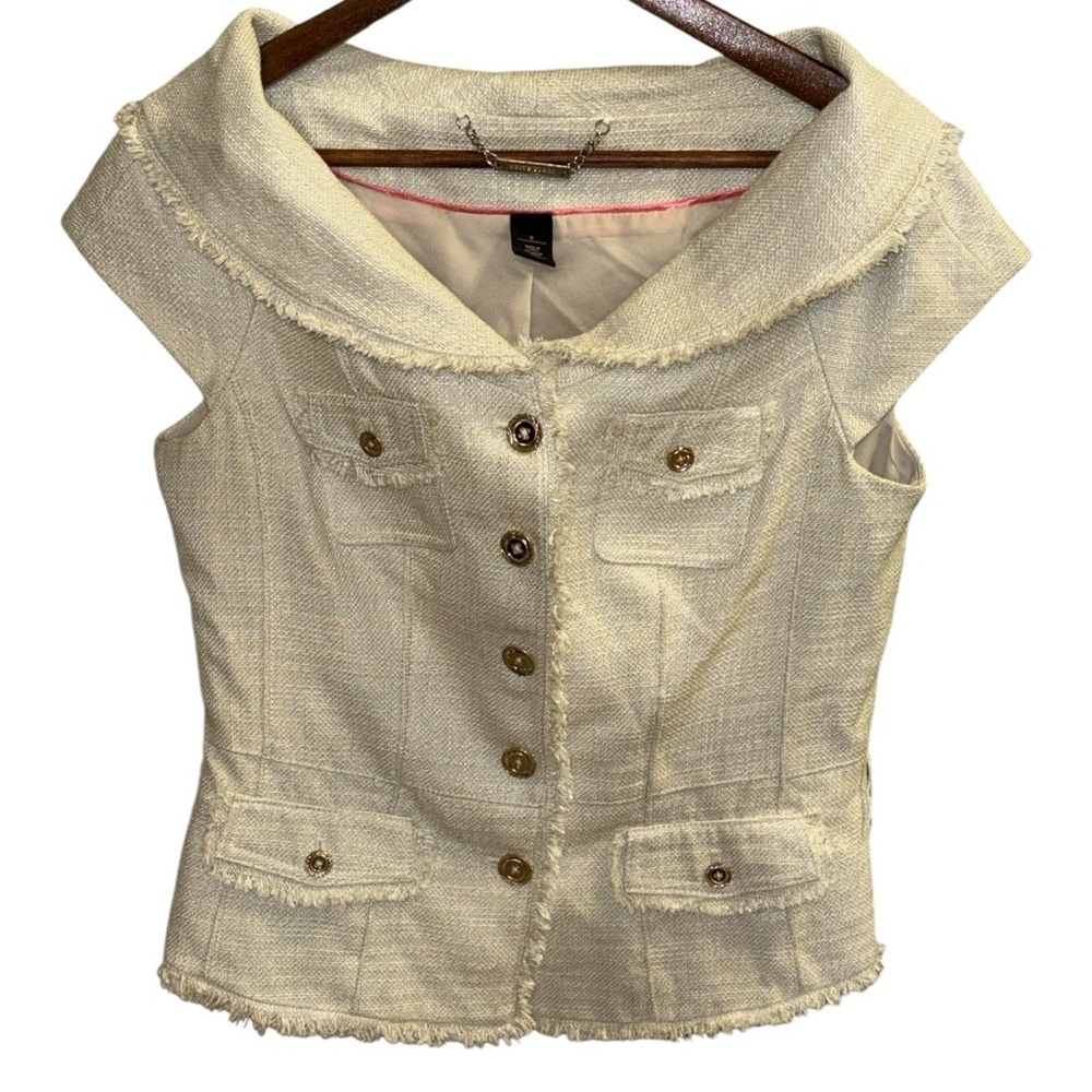 White House Black Market Cream Button Down Shirt